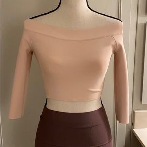 BCBGMaxAzria bandage beige crop top